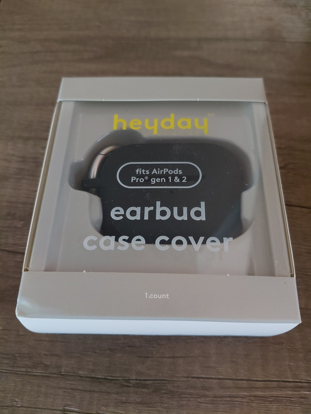 heyday Black Silicone Earbud Case Cover with Keyring Loop